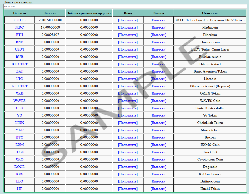 sample balances page